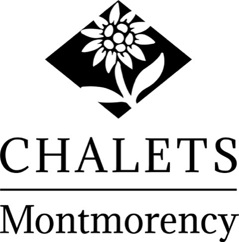 Logo noir et blanc de Chalets Montmorency avec une fleur stylisée.