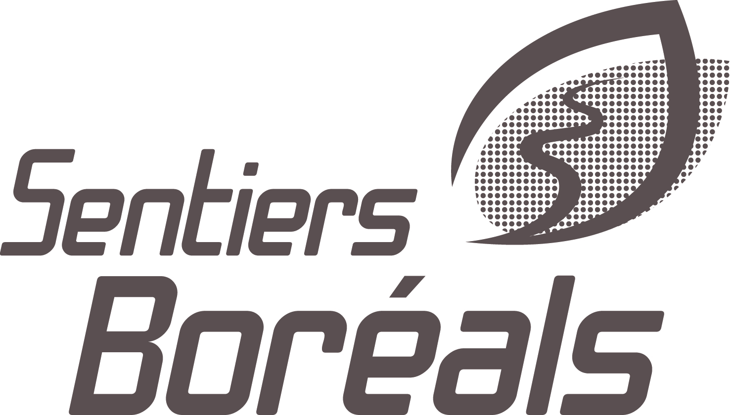 Logo Sentiers Boréals avec dessin de feuille et chemin stylisé.