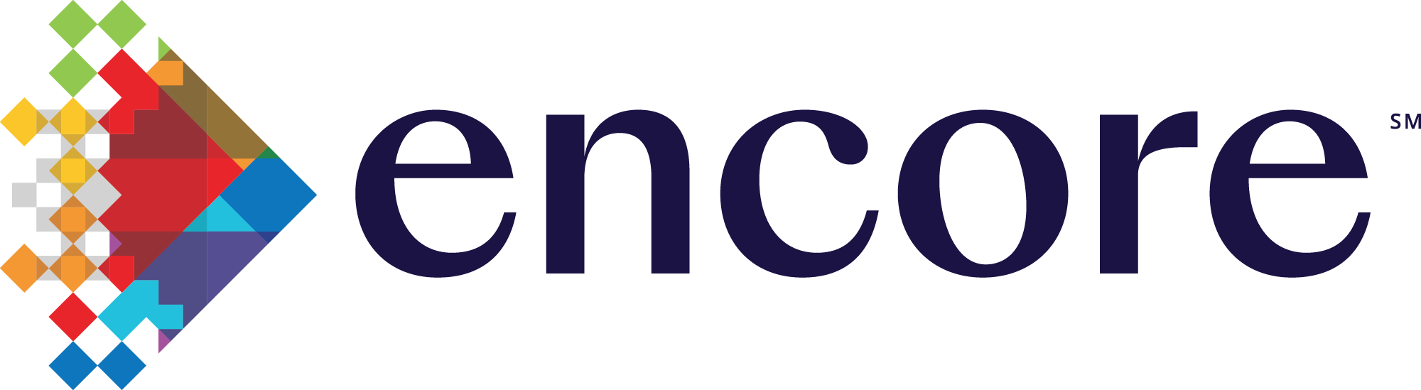 Logo coloré avec le mot "encore" à côté.